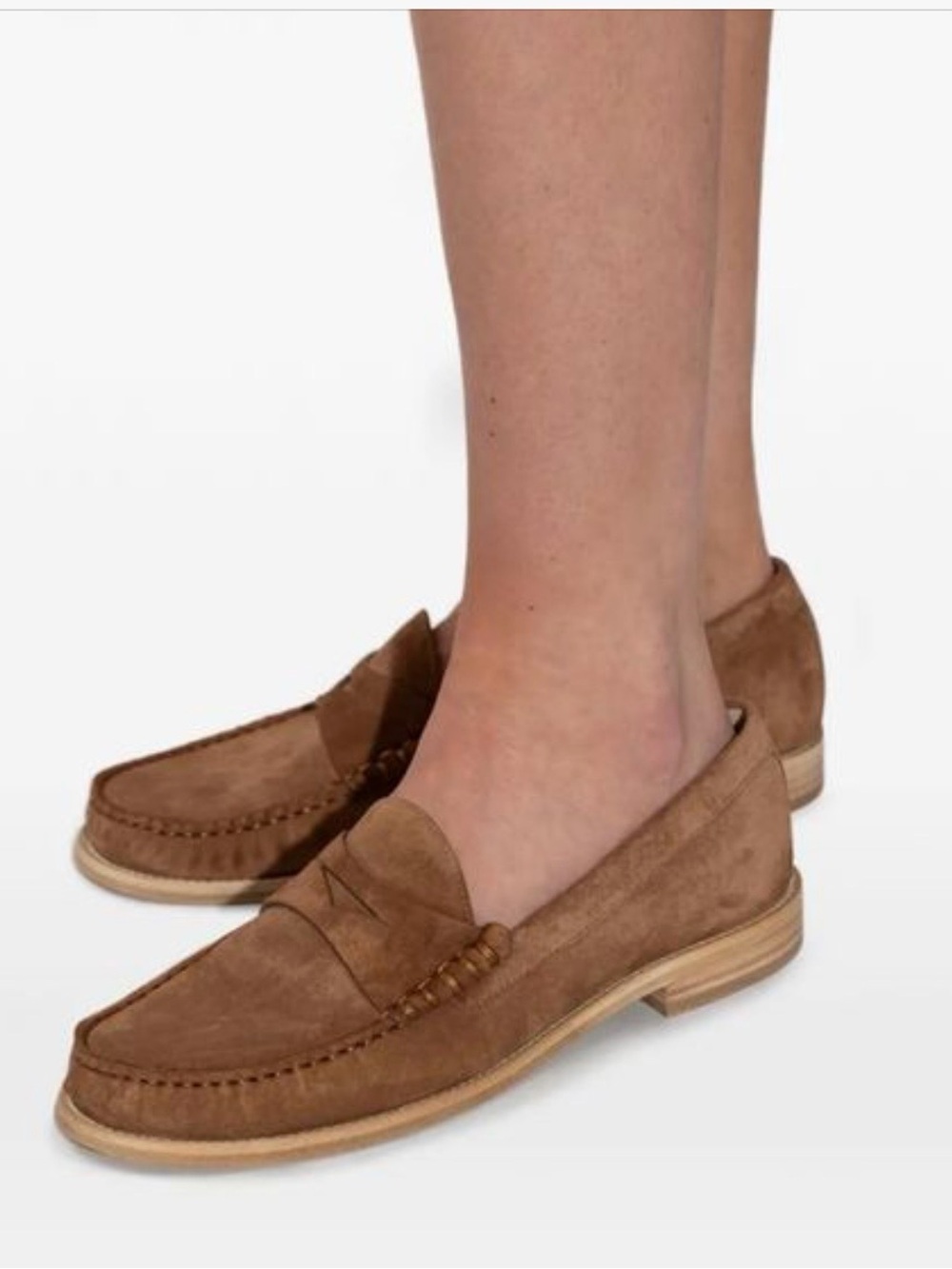 Stuart Weitzman woman’s Brown Suede Penny Loafers - Picture 6 of 9